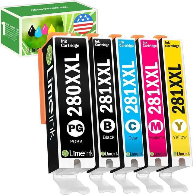 Main image of Limeink Compatible Ink Cartridge Replacement for PGI-280XXL CLI-281XXL 280 XXL 281XXL for Canon Pixma tr8520 ts9120 ts8220 ts6120 ts6220 ts6320 tr8500 tr7520 ts8120 ts8320 ts9100 Printers (5 Pack)