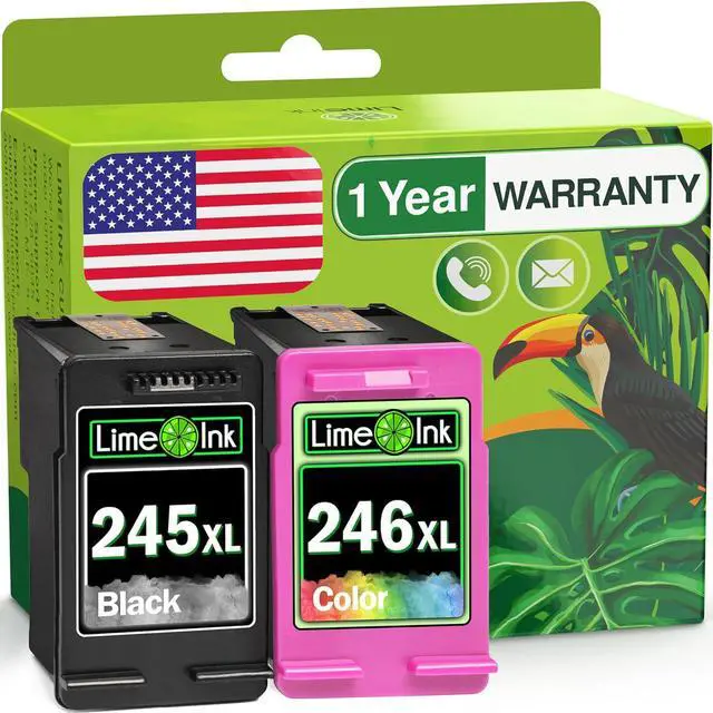 Main image of Limeink 2 Pack Remanufactured PG-245XL CL-246XL High Yield Ink Cartridges (1 Black, 1 Color) for Pixma iP2820 MG2420 MG2520 MG2920 MG2924 MG2922 MX492 Shows Accurate Ink Level