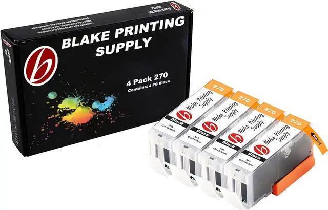 Main image of 4 Black Blake Printing Supply PGI-270XL 270 XL Ink Cartridges for Canon PIXMA MG5720 PIXMA MG5721 PIXMA MG5722 PIXMA MG6820 PIXMA MG6821 PIXMA MG6822 PIXMA TS5020 PIXMA TS6020
