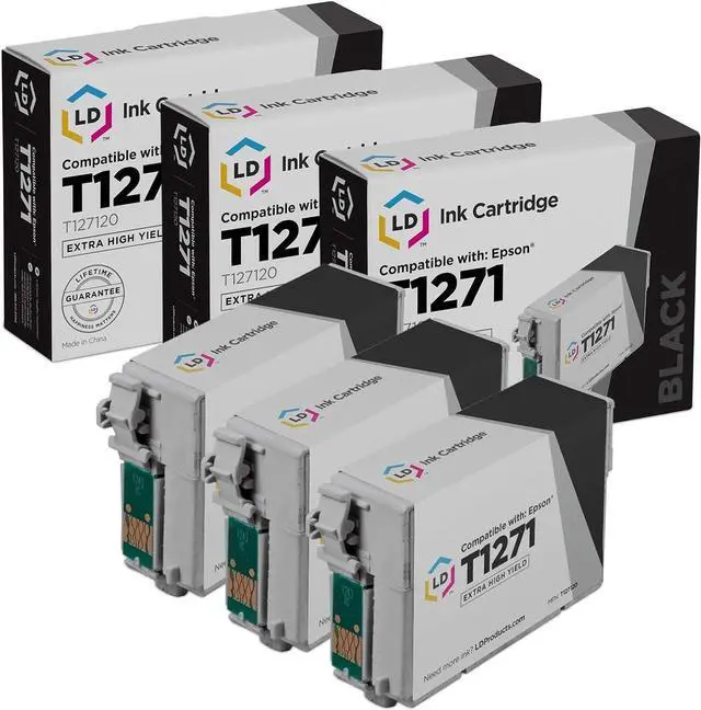 Main image of LD Remanufactured Ink Cartridge Replacement for Epson T127120 (Black, 3-Pack)
