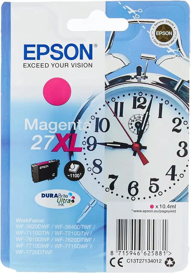 Alt view image 2 of 5 - Epson C13T27134012 Alarm Clock No.27 XL Series High Capacity Ink Cartridge - Magenta