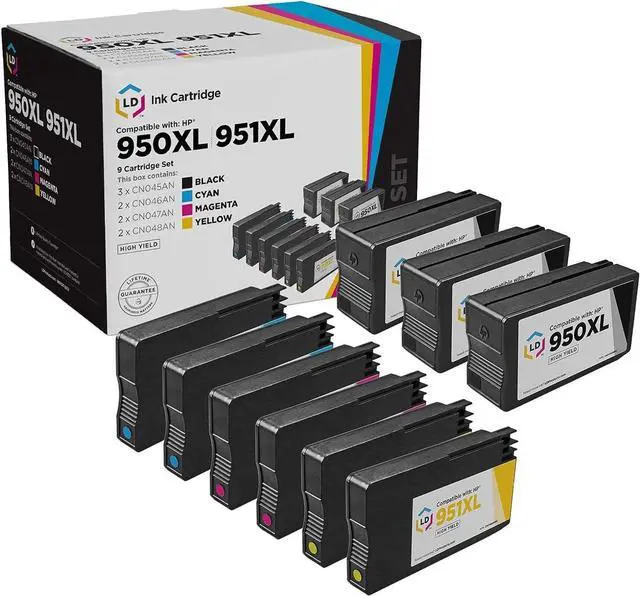 Main image of LD Compatible Ink Cartridge Replacements  950XL & 951XL High Yield (3 Black, 2 Cyan, 2 Magenta, 2 Yellow, 9-Pack)