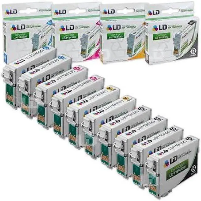 Main image of LD Remanufactured Replacement for Epson T124 10-Set Ink Cartridges: 4 Black T124120 & 2 Each of Cyan T124220 / ...