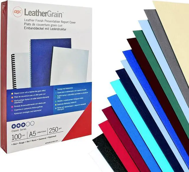 Main image of GBC Antelope Binding Covers Leather-Look Plain A4 Black Ref CE040010 [Pack of 100]