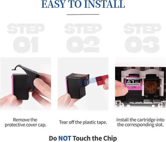 Alt view image 4 of 6 - INKCLOUD 61XL XXL Ink Combo Pack Compatible with HP 61 Ink Cartridges  Envy 4500 4502 5530 5534 Deskjet 3050A 1000 1010 1512 3054 Officejet 1051 4630 4635 Printer (1 Black 1 Tri-Color)