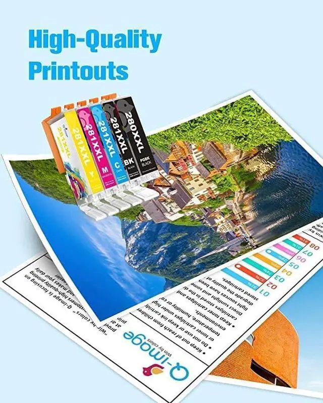 Alt view image 4 of 6 - Q-image Compatible 280 Ink Cartridges Replacement for Canon 280 281 Ink Cartridges PGI-280XXL CLI-281XXL Work with Pixma TR8620 TR8520 TS6320 TR8500 TR7520 TS6120 TS6220 TS6300 Printer, 5 Pack