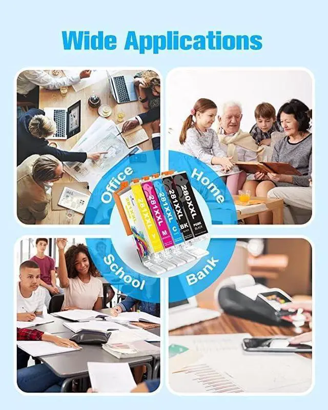 Alt view image 5 of 6 - Q-image Compatible 280 Ink Cartridges Replacement for Canon 280 281 Ink Cartridges PGI-280XXL CLI-281XXL Work with Pixma TR8620 TR8520 TS6320 TR8500 TR7520 TS6120 TS6220 TS6300 Printer, 5 Pack