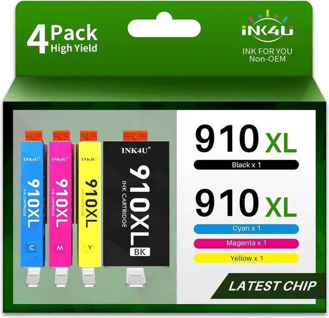 Main image of 910XL Ink Cartridges Replacement  910XL 910 Ink Cartridges Combo Pack  OfficeJet Pro 8020 8025e 8025 8028e 8028 8030 8035e 8035 OfficeJet 8018 8010 8015 8022 Printer (4 Pack, 1BK/1C/1M/1Y)