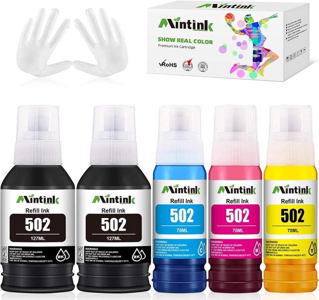 502 Ink Refill Bottles Replacement for Epson 502 T502 Refill Ink Compatible  with EcoTank ET-2760 ET-4760 ET-3760 ET-2850 ET-3850 ET-2700 ET-4750  ET-3700 ET-2750 ET-3750 ET-3710 Printer (5 Pack) 
