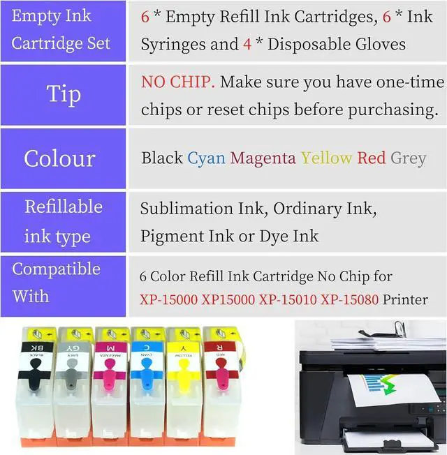 Alt view image 3 of 7 - Gooyule 312XL No Chip Refill Ink Cartridges for XP-15000 XP-15010 XP-15080 Remanufactured Sublimation Ink Cartridges Without Chip & Ink for XP15000 Printer