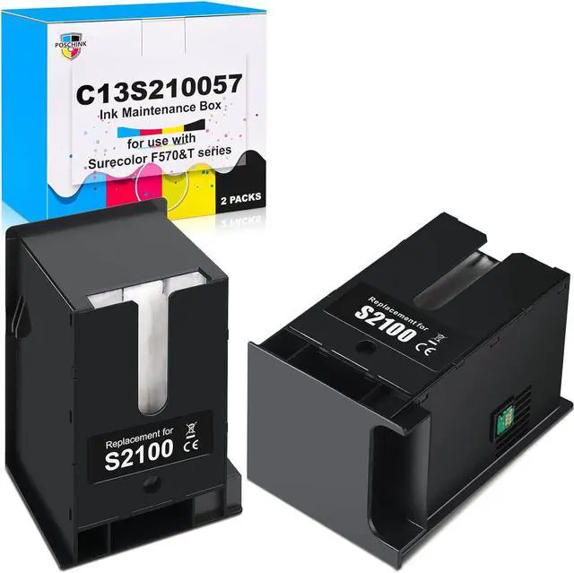 Main image of Poschink F570 Maintenance Box (C13S210057/SC13MB/S2100) Replacement for Surecolor SC-F570 Pro / T3170 T3170M T3170X T5170 T5170M T2170 Printers - 2 Packs