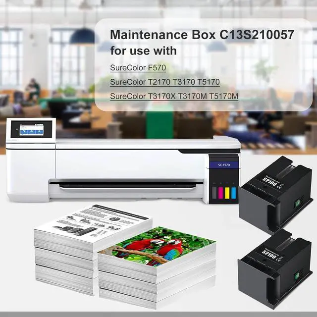 Alt view image 3 of 6 - Poschink F570 Maintenance Box (C13S210057/SC13MB/S2100) Replacement for Surecolor SC-F570 Pro / T3170 T3170M T3170X T5170 T5170M T2170 Printers - 2 Packs