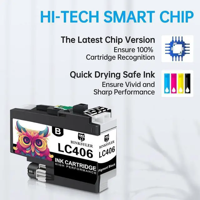 Alt view image 5 of 7 - LC406 XL LC406XL Black Ink Cartridges for Brother LC406XLBK LC406BK LC406 XL BK Ink Work for Brother MFC-J4335DW XL MFC-J4535DW MFC-J5855DW MFC-J6555DW Printer (2 Black)