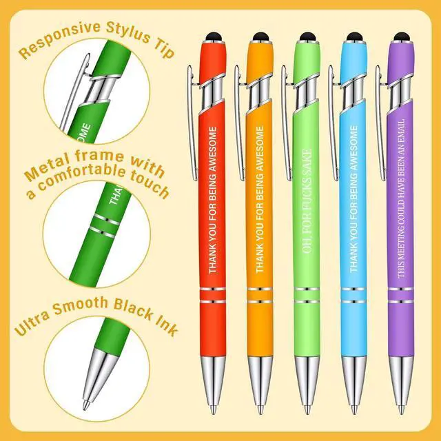 Alt view image 3 of 7 - 40 Pcs Inspirational Pens Employee Appreciation Pens Motivational Black Ink Nurse Pens Fun Greeting Quote Ballpoint Pen for Events Parties Office Worker Teacher Nurses Staff Employee (Elegant Color)