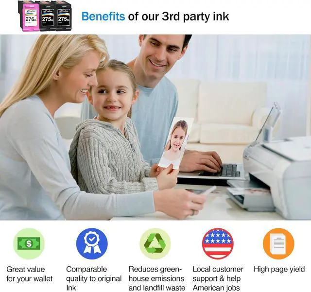 Alt view image 2 of 6 - Cartlee Remanufactured Ink Cartridges Replacement for Canon 275 and 276 Ink Cartridges for Canon 275xl 276 for Pixma TS3522 TR4720 Printer Pack Combo - 3pk