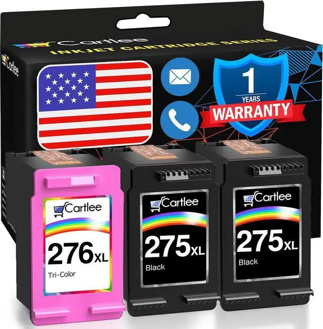 Main image of Cartlee Remanufactured Ink Cartridges Replacement for Canon 275 and 276 Ink Cartridges for Canon 275xl 276 for Pixma TS3522 TR4720 Printer Pack Combo - 3pk