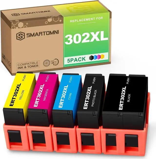 Main image of S SMARTOMNI T302XL Remanufactured 302XL T302 XL Ink Cartridge Replacement for Epson T302XL 302 Ink Cartridge for use in Expression Premium XP-6000 XP-6100 (K+PBK/C/M/Y, 5 Pack)