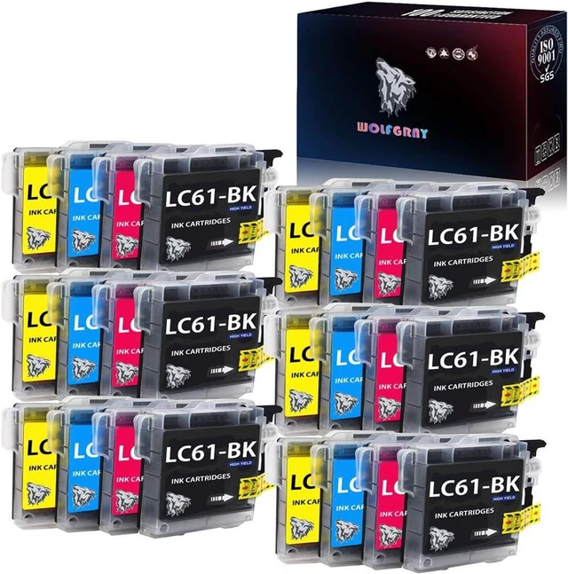 Main image of Wolfgray Compatible LC61 LC65 Ink Cartridges 24 Pack - Replacement for Brother LC-61 LC-65 LC61BK LC61C LC61M LC61Y for MFC-490CW MFC-495CW MFC-J615W MFC-J630W Printer (6BK+6C+6M+6Y)
