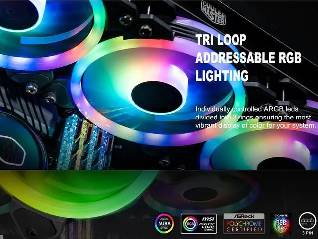 Alt view image 2 of 7 - MasterFan MF120 S3 (PWM) - Addressable RGB 120mm Fan w/ Triple-loop BOLD ARGB Lighting
