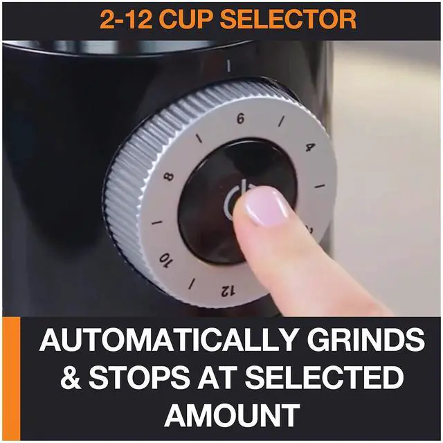Alt view image 5 of 7 - Precision Burr Coffee Grinder: 12 Settings, 8 oz Capacity for Drip, French Press, Espresso, Pour Over, Cold Brew - Stainless Steel, 110W, Auto-Stop, Easy Clean - Coffee Grinders for Home Use