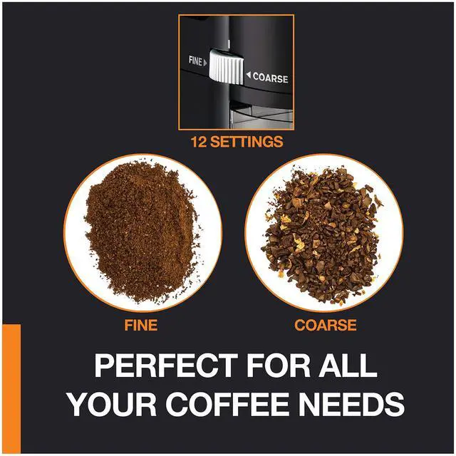 Alt view image 4 of 7 - Precision Burr Coffee Grinder: 12 Settings, 8 oz Capacity for Drip, French Press, Espresso, Pour Over, Cold Brew - Stainless Steel, 110W, Auto-Stop, Easy Clean - Coffee Grinders for Home Use