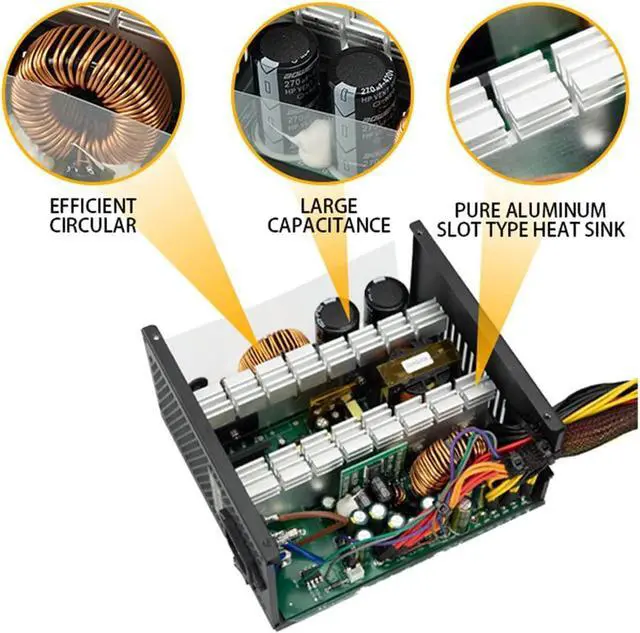 Alt view image 4 of 7 - 2000W Mining Power Supply for BTC ETH 110V-240V, BITEO PC Power Supplies for Gaming with Auto-Thermally Controlle