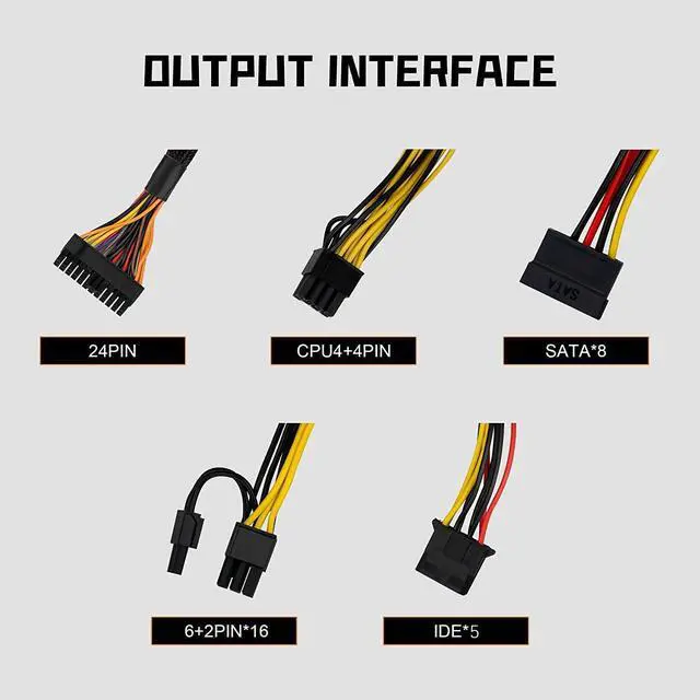Alt view image 5 of 7 - 2000W Mining Power Supply for BTC ETH 110V-240V, BITEO PC Power Supplies for Gaming with Auto-Thermally Controlle