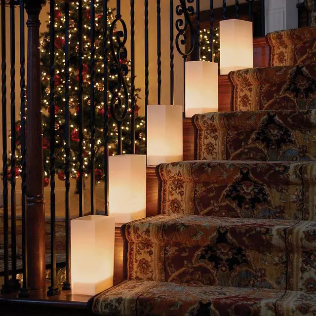Alt view image 2 of 5 - Plastic Luminaria Lanterns, Tan - Set of 10