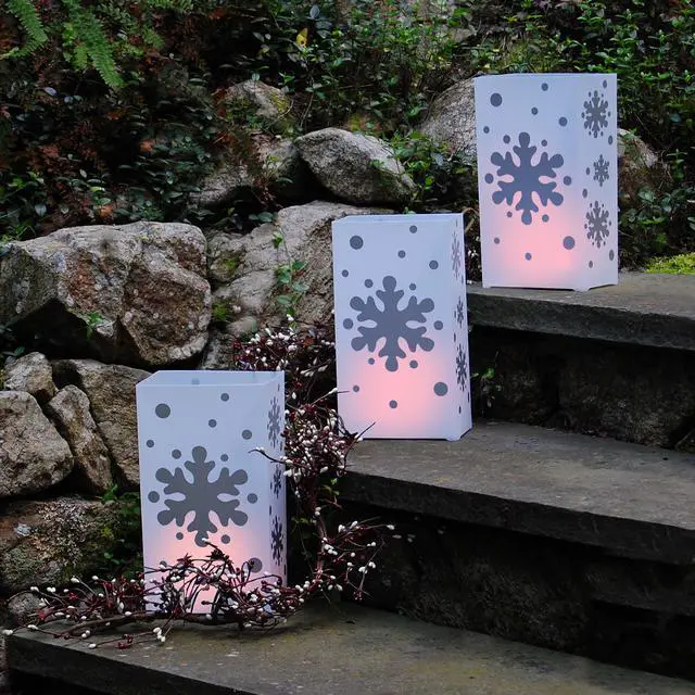 Alt view image 3 of 4 - Plastic Luminaria Lanterns, Snowflake - Set of 10