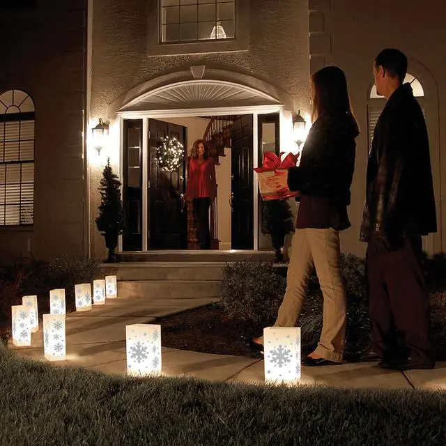 Alt view image 4 of 4 - Plastic Luminaria Lanterns, Snowflake - Set of 10