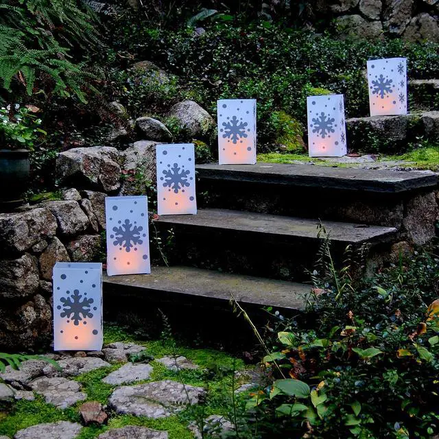 Alt view image 2 of 5 - Electric Luminaria Kit with LumaBases, Snowflake - Set of 10