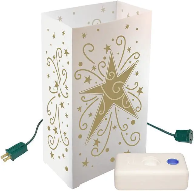 Main image of Electric Luminaria Kit with LumaBases, Gold Star - Set of 10