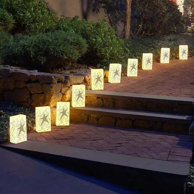 Alt view image 3 of 3 - Electric Luminaria Kit with LumaBases, Gold Star - Set of 10