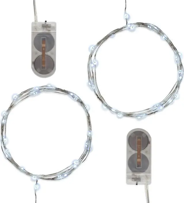 Main image of Battery Operated LED Fairy String Lights, Cool White - Set of 2