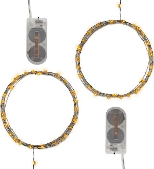 Main image of Battery Operated LED Fairy String Lights, Amber - Set of 2