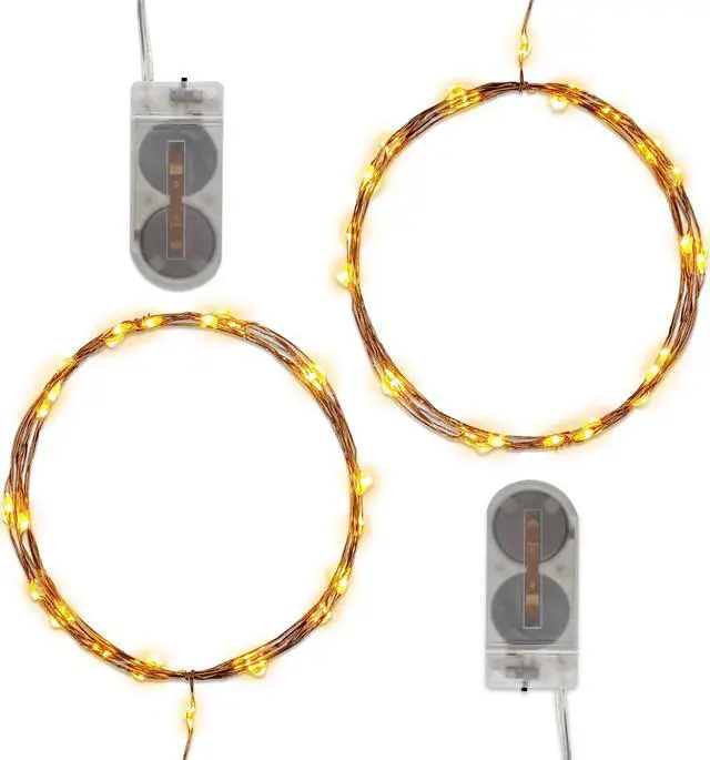 Main image of Battery Operated LED Fairy String Lights, Copper - Set of 2