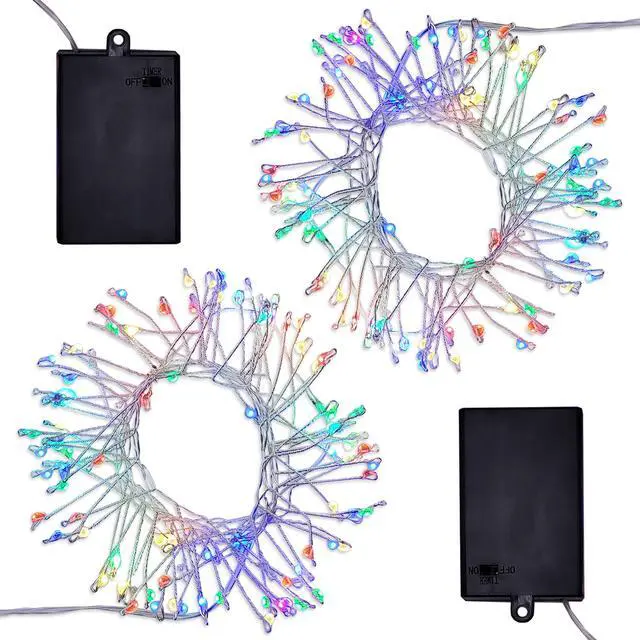 Main image of Battery Operated LED Firecracker Fairy String Lights, Multicolor - Set of 3