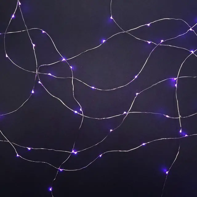 Alt view image 2 of 5 - Battery Operated LED Fairy String Lights, Purple - Set of 2