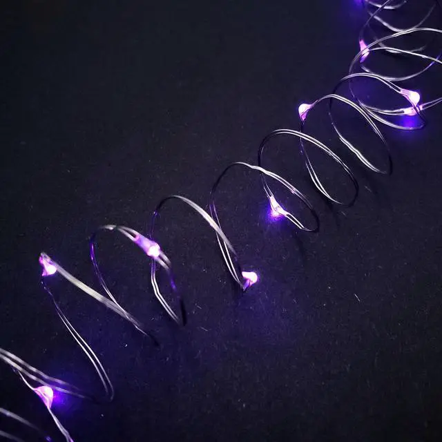 Alt view image 3 of 5 - Battery Operated LED Fairy String Lights, Purple - Set of 2