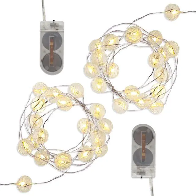 Main image of Battery Operated Mini String Lights with Crystal Balls - Set of 2