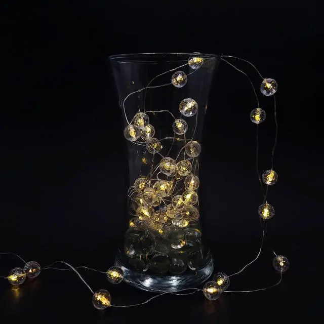 Alt view image 2 of 4 - Battery Operated Mini String Lights with Crystal Balls - Set of 2