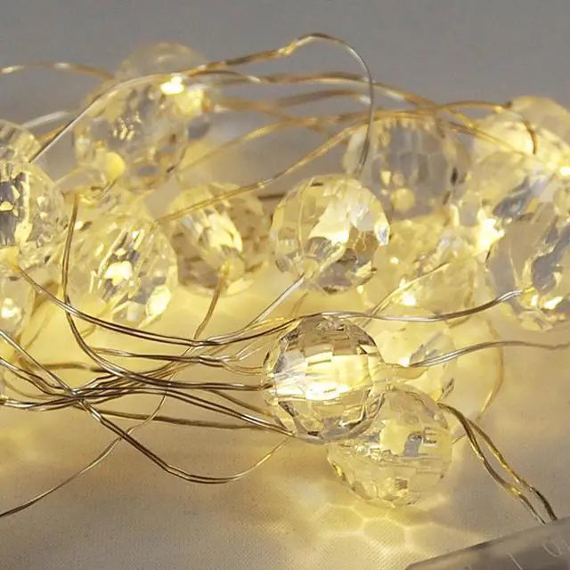 Alt view image 4 of 4 - Battery Operated Mini String Lights with Crystal Balls - Set of 2