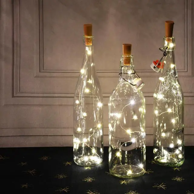 Alt view image 2 of 3 - Battery Operated Wine Cork with White Fairy String Lights - Set of 6