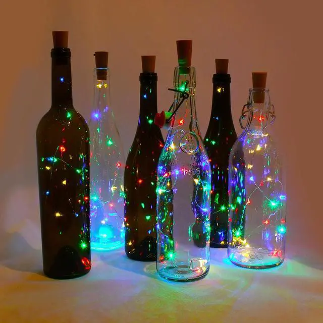 Alt view image 2 of 3 - Battery Operated Wine Cork with Multicolor Fairy String Lights - Set of 6