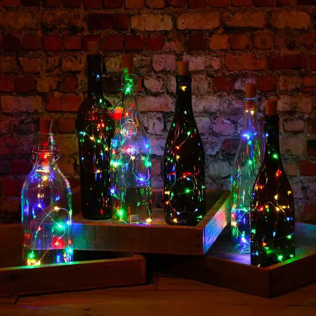 Alt view image 3 of 3 - Battery Operated Wine Cork with Multicolor Fairy String Lights - Set of 6