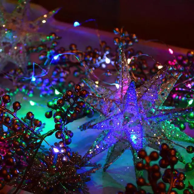 Alt view image 3 of 7 - Battery Operated LED Fairy String Lights, Twinkling Multicolor - Set of 2
