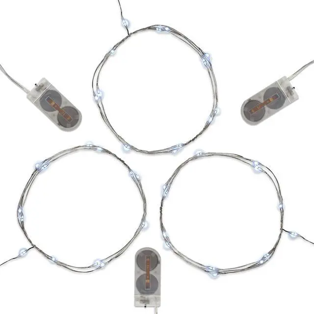 Main image of Battery Operated LED Fairy String Lights, Cool White - Set of 3