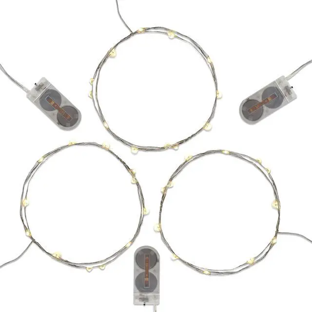 Main image of Battery Operated LED Fairy String Lights, Soft White - Set of 3
