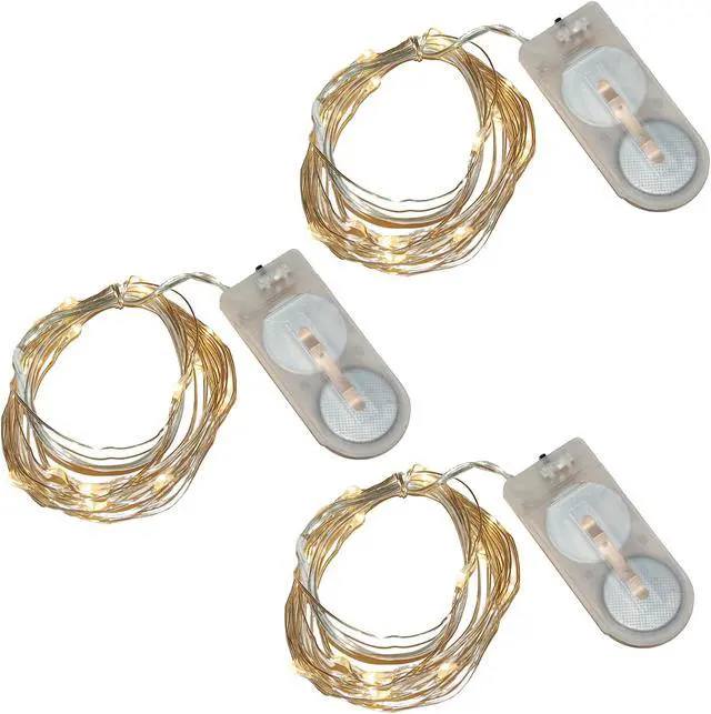 Alt view image 5 of 5 - Battery Operated LED Fairy String Lights, Soft White - Set of 3