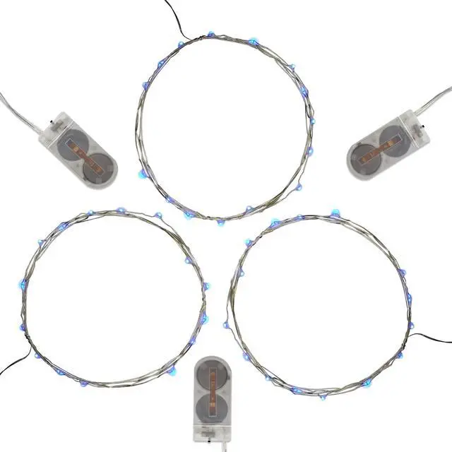 Main image of Battery Operated LED Fairy String Lights, Blue - Set of 3